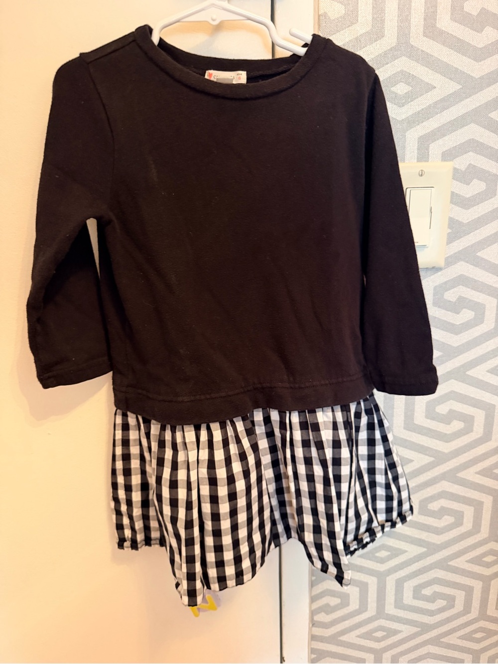 Crewcuts Black Dress with Gingham Skirt